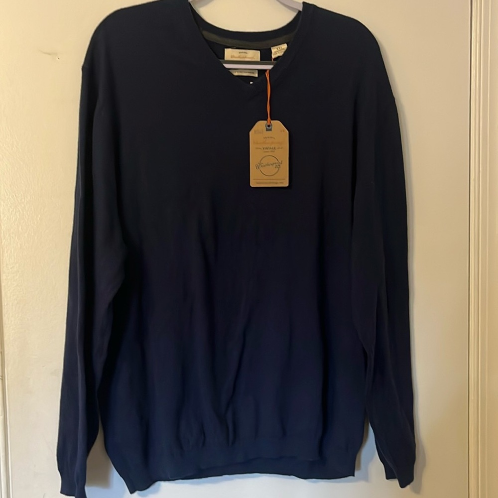 🆕Weatherproof Vintage Mens XXL cotton/cashmere Blue V Neck Sweater NWT